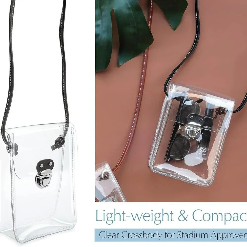 Clear PVC Small Crossbody Bag for Stadium Approved Women Cell Phone Purse - Picture 2 of 5